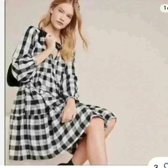 ANTHROPOLOGIE Amber Plaid Tiered Tunic Dress MAEVE Sz S - Picture 2 of 8